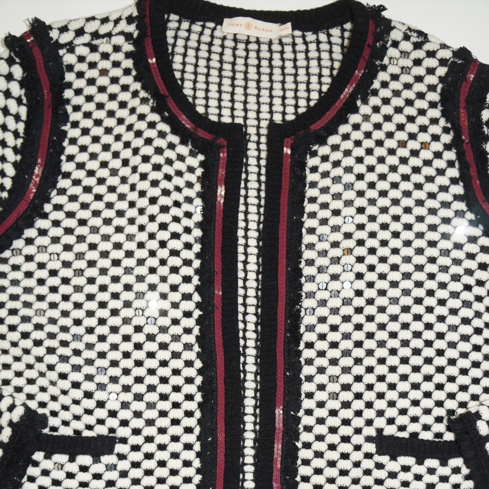 Tory Burch Sequin Embellished Petra Sweater Jacket - Picture 6 of 7